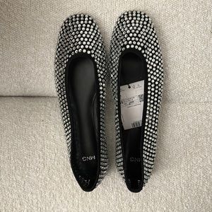 Mango NWT, never worn sold out viral Mango rhinestone ballet flats. Size EUR 39.